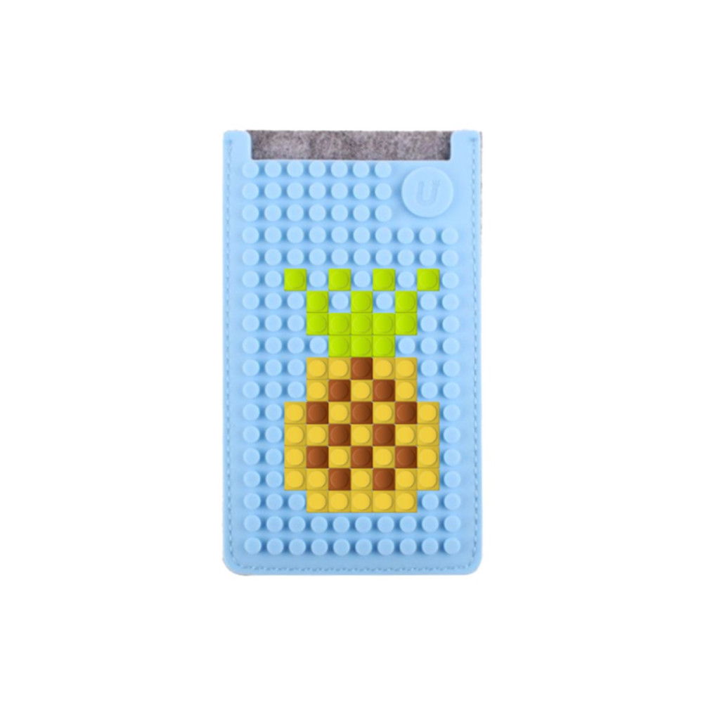 Маленький пиксельный чехол для смартфона (универсальный) Pixel felt phone pocket WY-B009 Серый-Светлоголубой