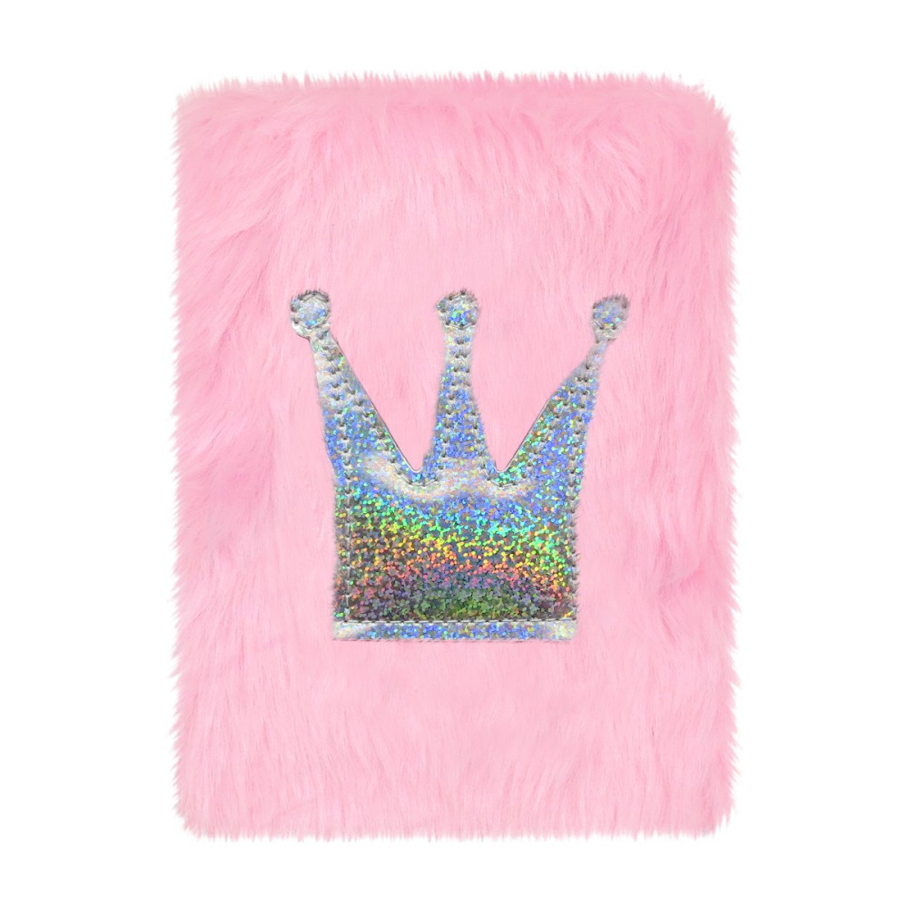Блокнот плюшевый Корона с блестками формат А5 розовый