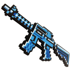 Автомат М4 синий пиксельный Майнкрафт (Minecraft) 8Бит 39см