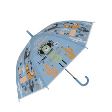 Зонт-трость Лама с кактусами голубой