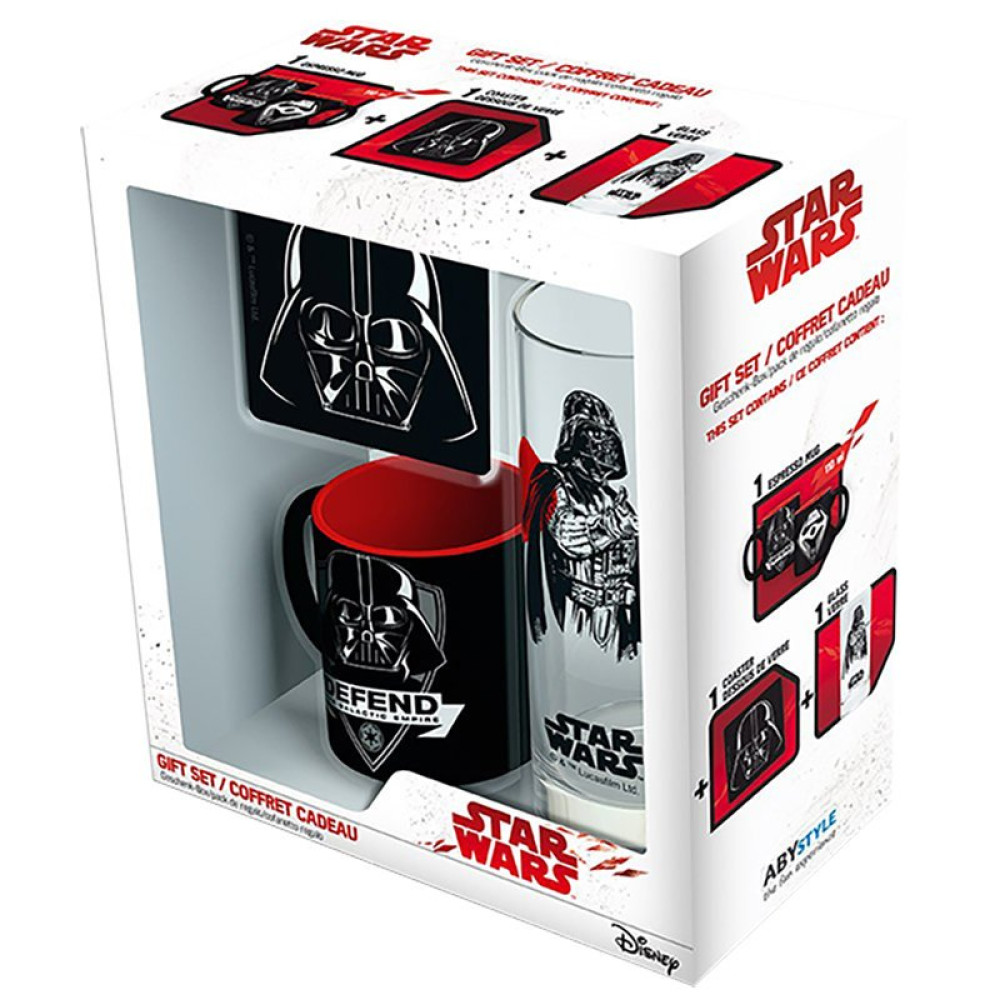 Подарочный набор Star Wars Darth Vader кружка мини, стакан, подставка для кружки