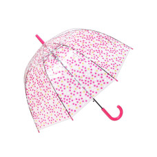 Зонт-трость Горошек прозрачный купол розовый