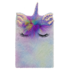 Блокнот плюшевый Единорог спящий Warm Dreams формат А5 фиолетовый