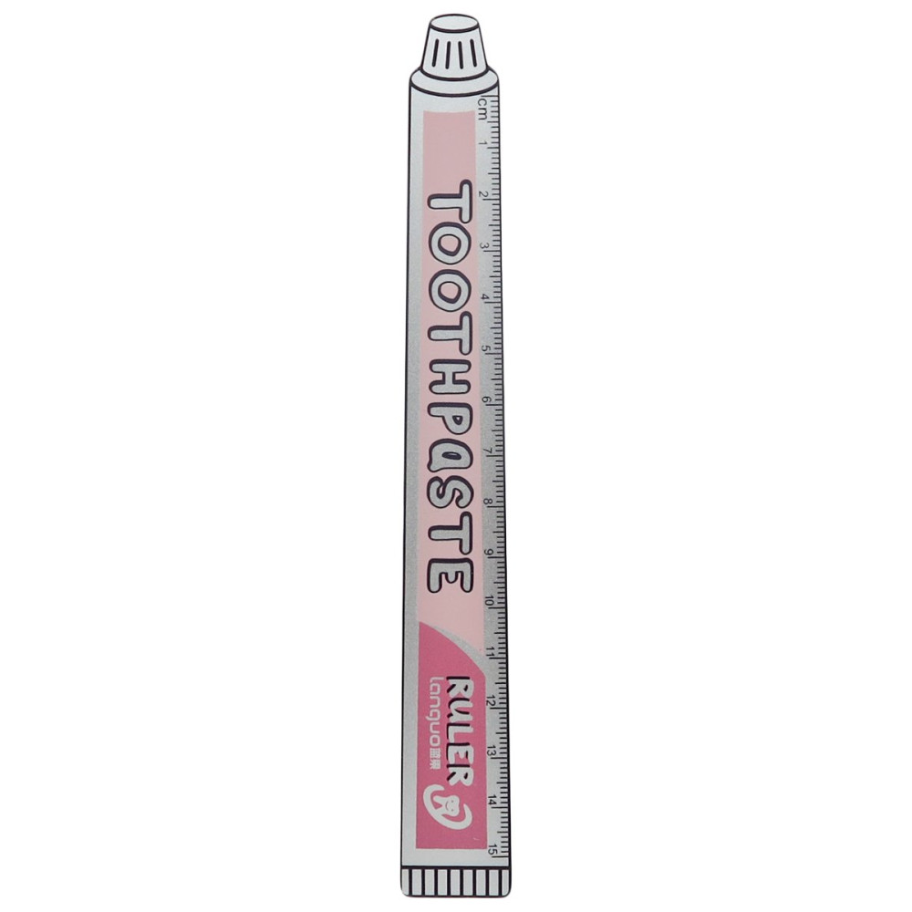 Линейка металлическая Toothpaste розовая 15см