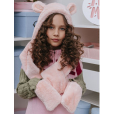 Детская шапка Кролик с блестками розовая