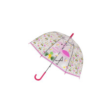 Зонт-трость Фламинго прозрачный купол розовый