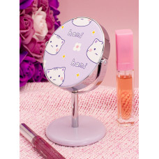 Зеркало косметическое на подставке Котик Hami фиолетовое