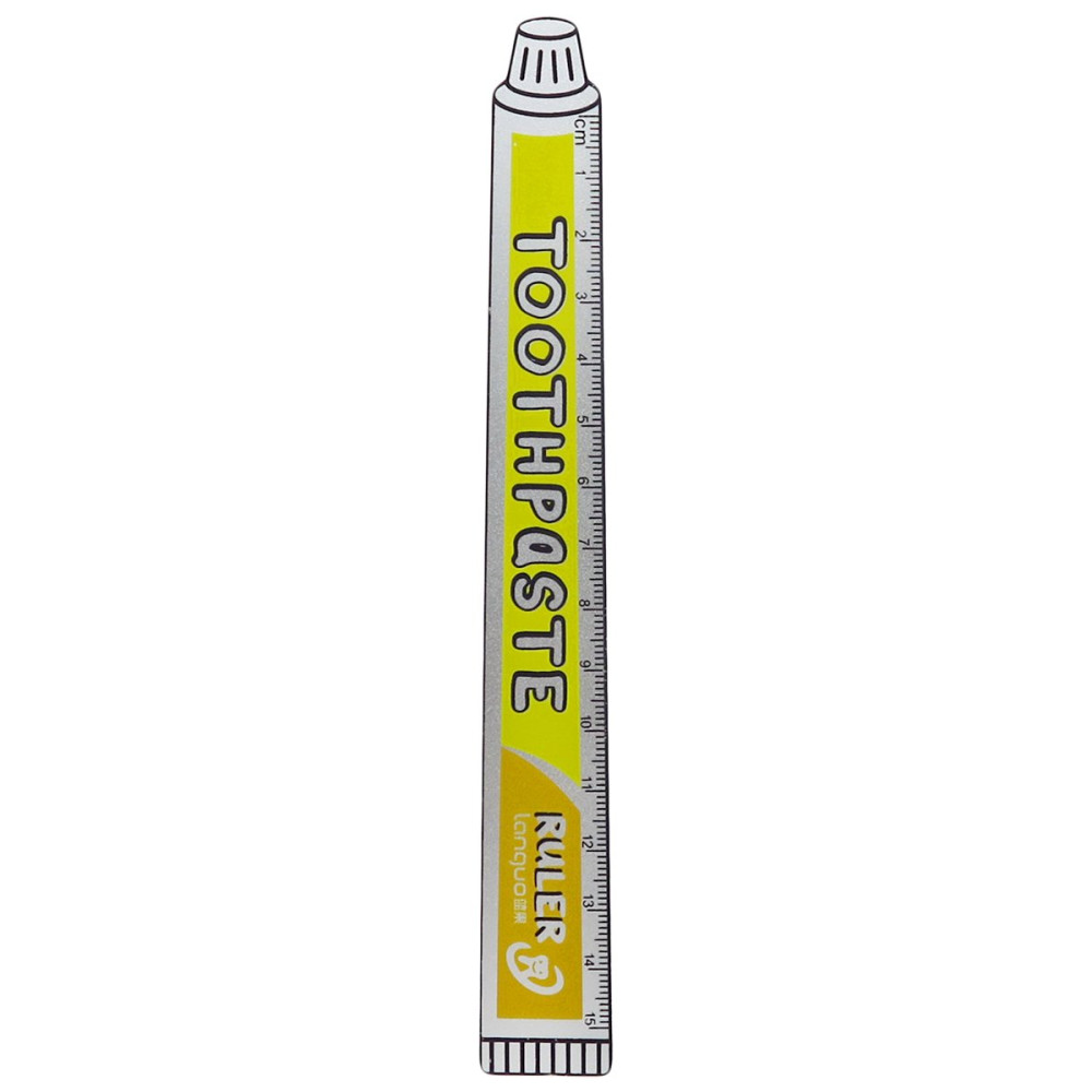Линейка металлическая Toothpaste желтая 15см