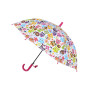 Зонт-трость Совы с листочками розовый