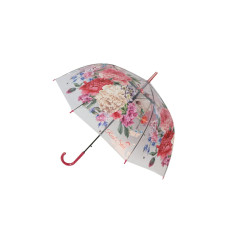 Зонт-трость Цветы прозрачный купол красный