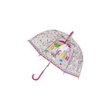 Зонт-трость Единорог прозрачный купол розовый