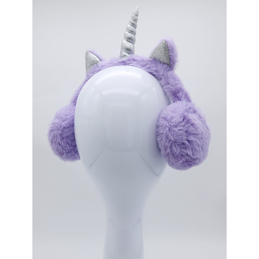 Наушники утепленные Единорог с ушками фиолетовые