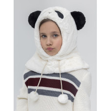 Детская шапка-снуд Панда белая