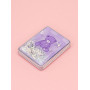 Зеркало косметическое Мишка Hello с блестками складное прямоугольное фиолетовое
