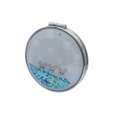 Зеркало косметическое Mouse Blue складное круглое с блестками