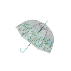 Зонт-трость Цветочки прозрачный купол голубой