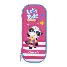 Пенал школьный 3D маленький Панда Let's Ride розовый