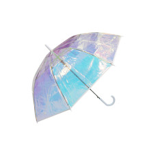 Зонт-трость прозрачный купол с перламутровым эффектом белый