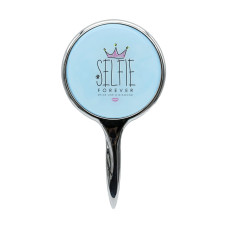 Зеркало косметическое с ручкой Queen Selfie серебристое