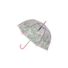 Зонт-трость Цветочки прозрачный купол розовый