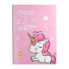 Тетрадь в линейку Единорог Born To Be Wild and Unicorn 42 листа формат А4 розовая