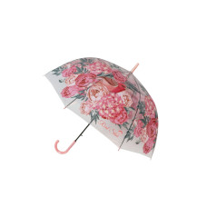 Зонт-трость Цветы прозрачный купол персиковый