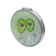 Зеркало косметическое Авокадо My heart! складное круглое с блестками