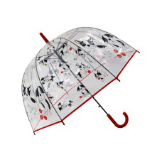 Зонт-трость Puppies прозрачный купол темно-красный