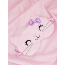 Маска для сна плюшевая Котик спящий Warm Dreams розовая