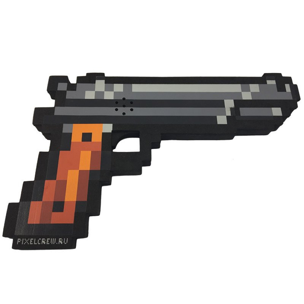 Пистолет Кольт пиксельный Майнкрафт (Minecraft) 8Бит со звуком и светом 24см