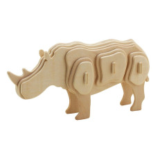 Деревянный 3D пазл Белый носорог