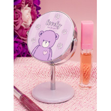 Зеркало косметическое на подставке Мишка Lovely фиолетовое