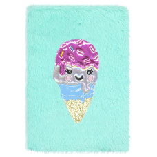 Блокнот пушистый Мороженое формат А5 цвет морской волны