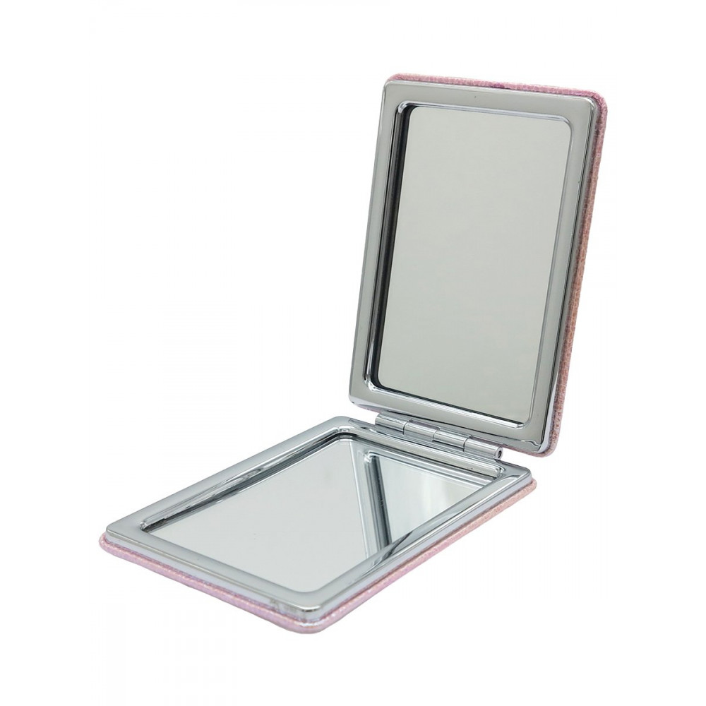 Зеркало косметическое складное прямоугольное перламутровое розовое