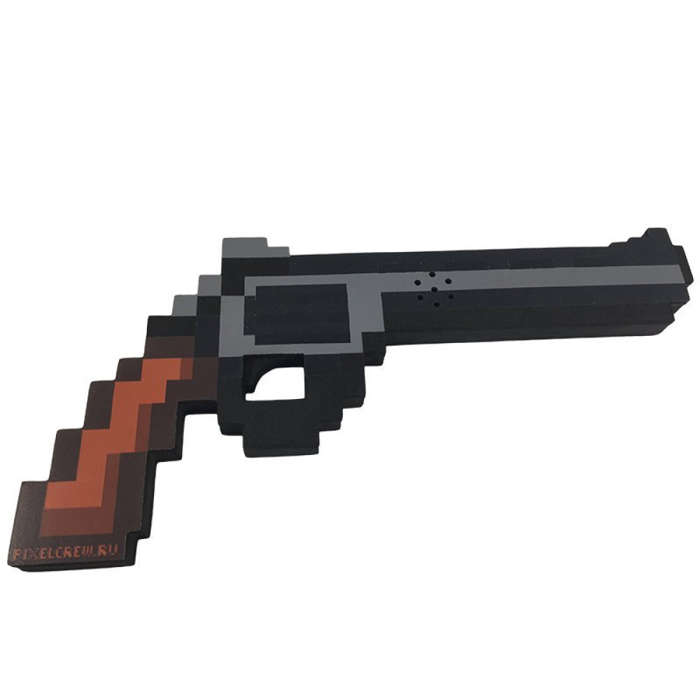 Пистолет Магнум пиксельный Майнкрафт (Minecraft) 8Бит со звуком и светом 28см