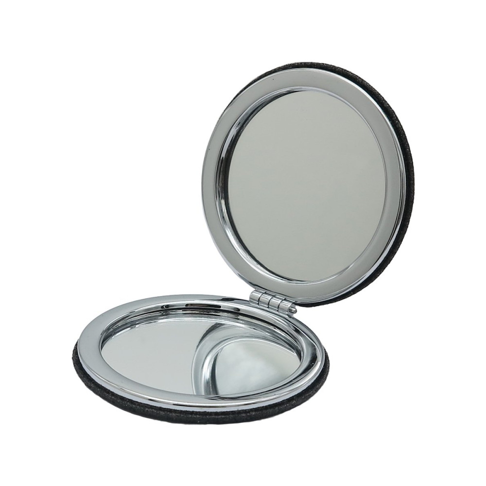 Зеркало косметическое складное круглое с блестками черное