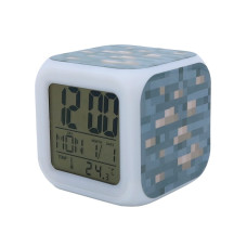 Часы-будильник Блок золотой руды пиксельные с подсветкой