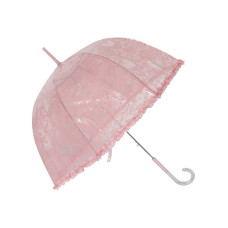 Зонт-трость Сердечки прозрачный купол розовый