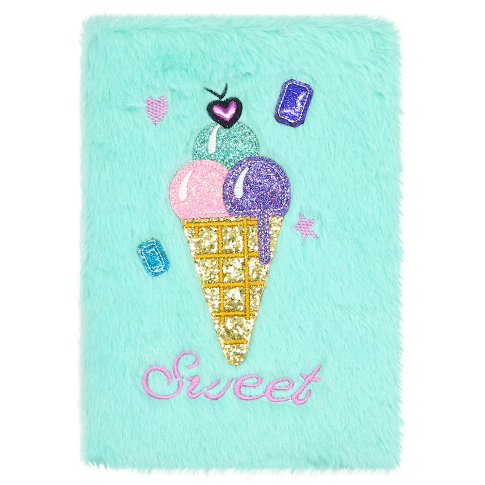 Блокнот пушистый Мороженое Sweet формат А5 цвет морской волны