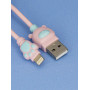 Кабель для зарядки iPhone Lightning Мишка розовый 1м