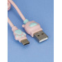 Кабель для зарядки смартфонов и планшетов USB Type-C Мишка розовый 1м