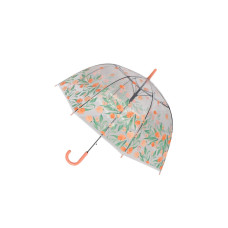 Зонт-трость Цветочки прозрачный купол оранжевый