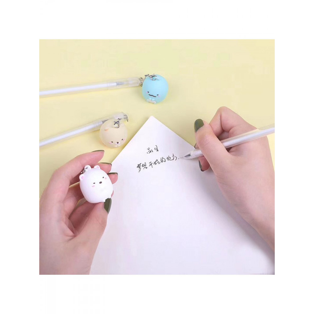 Ручка Персонажи Sumikko Gurashi с подвесом гелевая чернила синие блок 35шт
