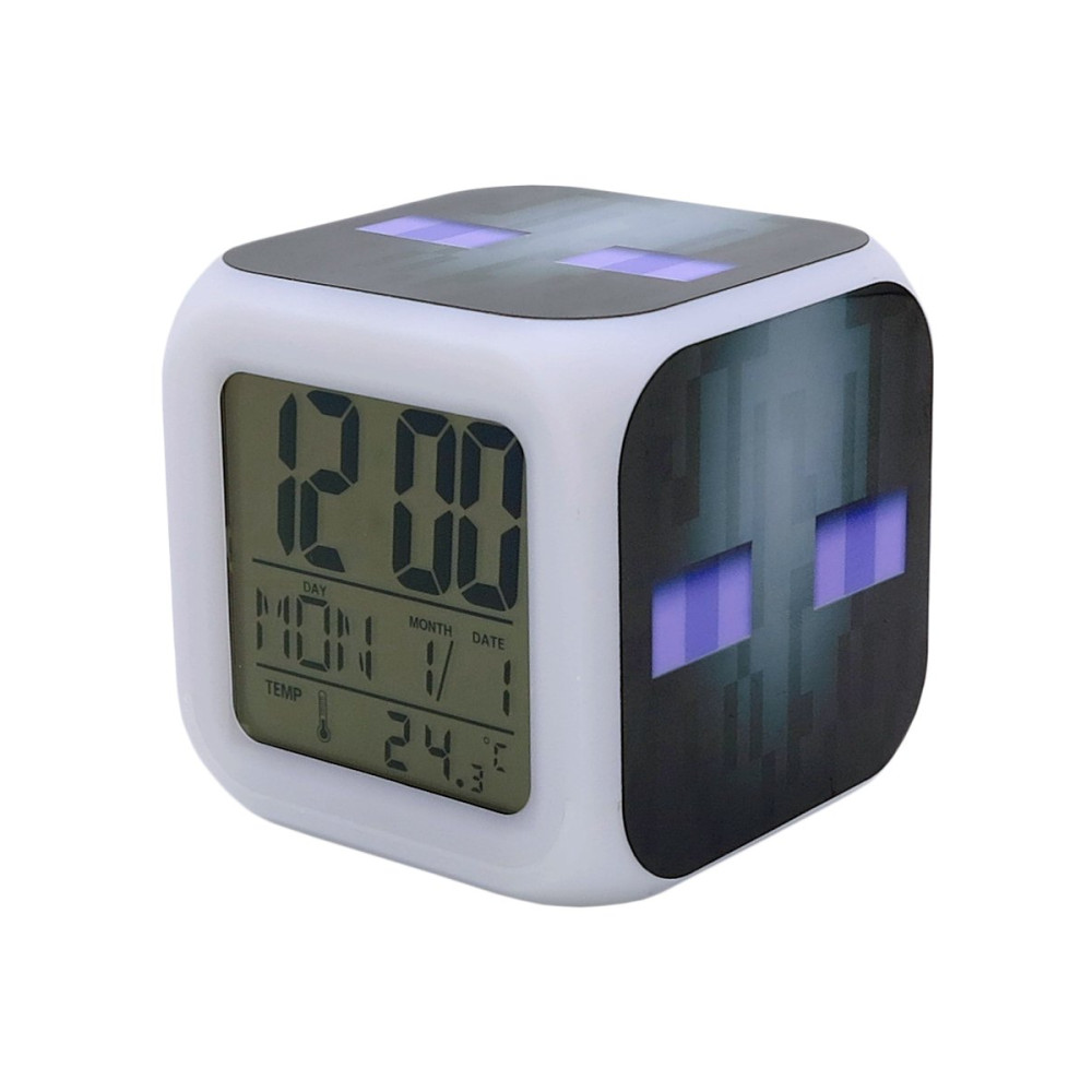Часы-будильник Эндерман пиксельные с подсветкой