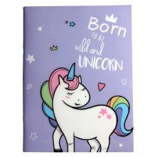 Тетрадь в линейку Единорог Born To Be Wild and Unicorn 42 листа формат А5 фиолетовая
