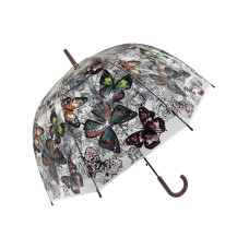 Зонт-трость Бабочки прозрачный купол коричневый