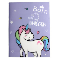 Тетрадь в линейку Единорог Born To Be Wild and Unicorn 42 листа формат А4 фиолетовая