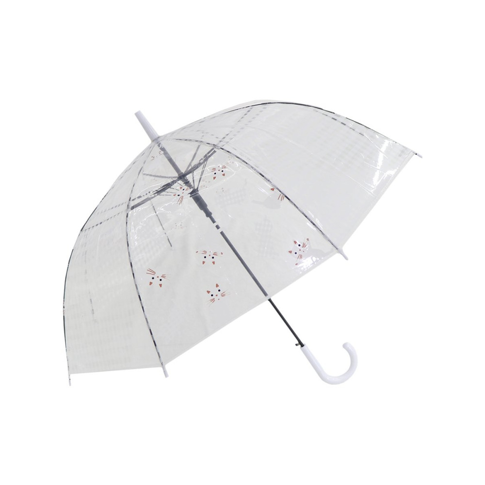 Зонт-трость Кошки прозрачный купол белый