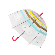 Зонт-трость Облачка прозрачный купол красный