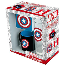 Подарочный набор Marvel Captain America кружка мини, стакан, подставка для кружки